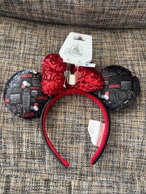 Authentic Disney Minnie Mouse Red Sequin Bow Ears